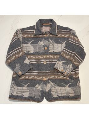 Imperial Collection Southwestern Gray Tan Patterned Dog Wool Blend Coat size M